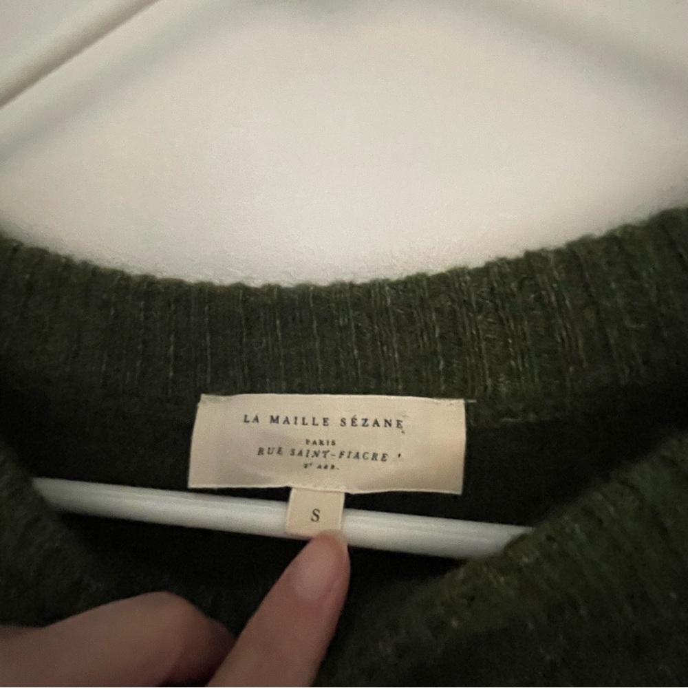 Sezane Olive Green FREJA Sweater Dress - Picture 5 of 7